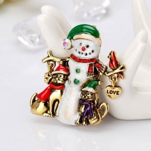 Snowman and Friends Brooch/Pin